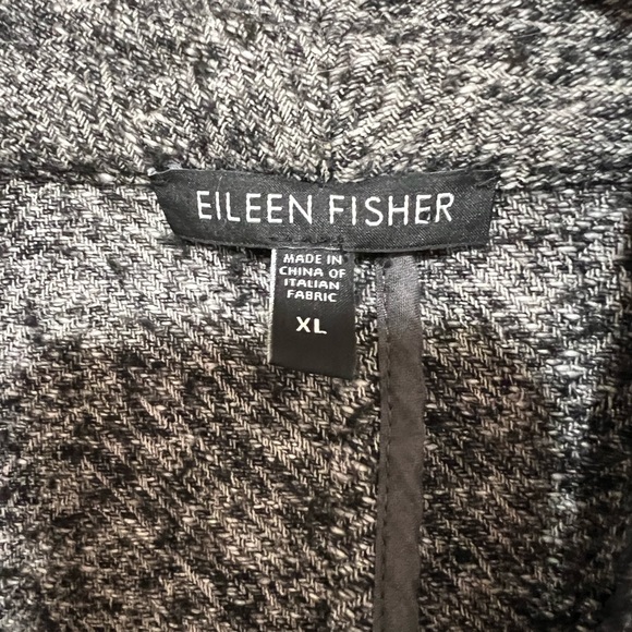 EILEEN FISHER Charcoal Gray Cotton Open Waterfall Front Long Sleeve Cardigan XL - Picture 6 of 8